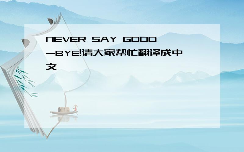 NEVER SAY GOOD-BYE!请大家帮忙翻译成中文,