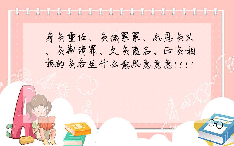 身负重任、负债累累、忘恩负义、负荆请罪、久负盛名、正负相抵的负各是什么意思急急急!!!!