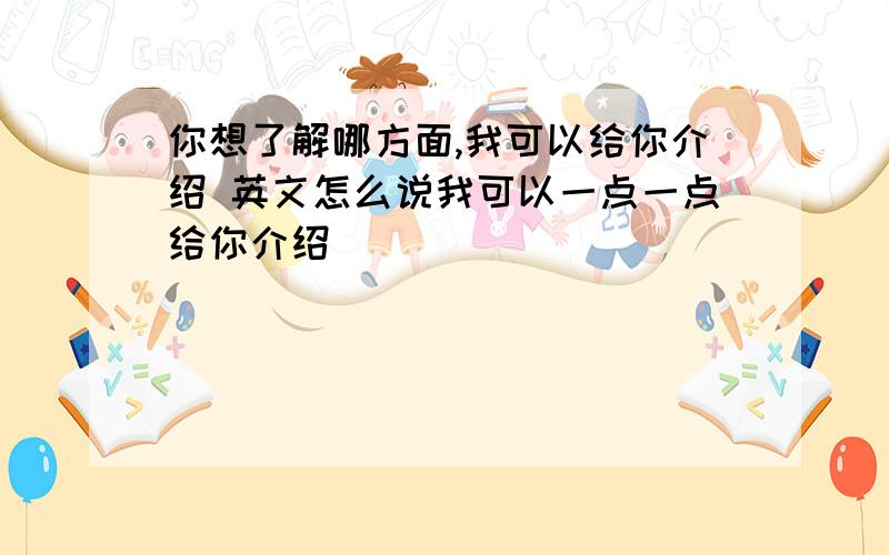 你想了解哪方面,我可以给你介绍 英文怎么说我可以一点一点给你介绍