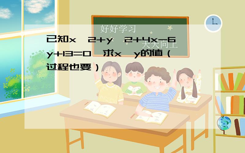 已知x^2+y^2+4x-6y+13=0,求x^y的值（过程也要）