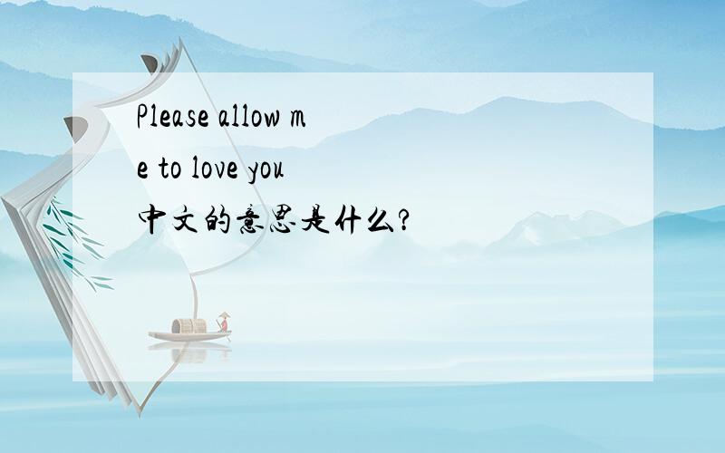 Please allow me to love you 中文的意思是什么?