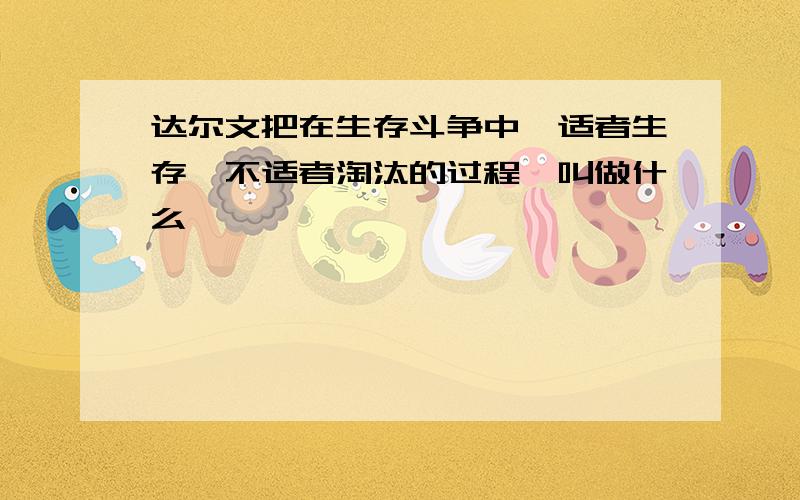 达尔文把在生存斗争中,适者生存、不适者淘汰的过程,叫做什么