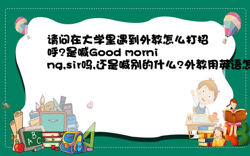 请问在大学里遇到外教怎么打招呼?是喊Good morning,sir吗,还是喊别的什么?外教用英语怎么说啊?外教用英语怎么说啊！