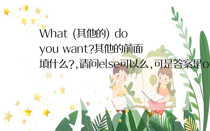 What (其他的) do you want?其他的前面填什么?,请问else可以么,可是答案是others,