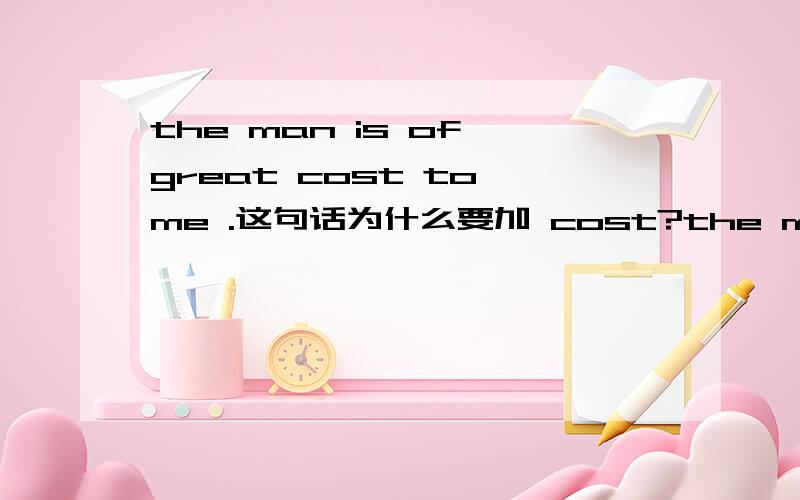 the man is of great cost to me .这句话为什么要加 cost?the man is a threat to me 这里为毛没有of 呢 这两个词不都是名词么