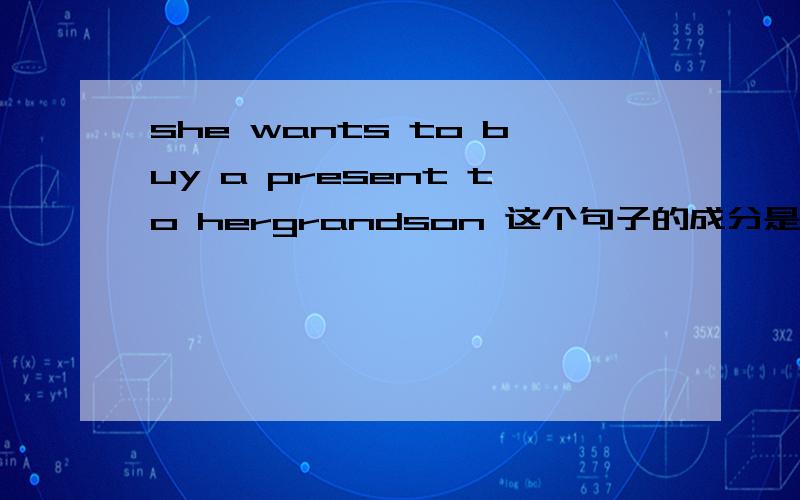 she wants to buy a present to hergrandson 这个句子的成分是什么（定主状谓补宾表）