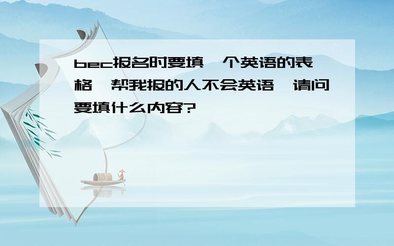 bec报名时要填一个英语的表格,帮我报的人不会英语,请问要填什么内容?