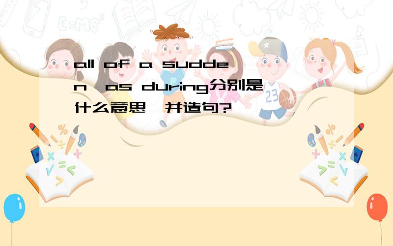 all of a sudden,as during分别是什么意思,并造句?