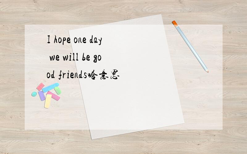 I hope one day we will be good friends啥意思