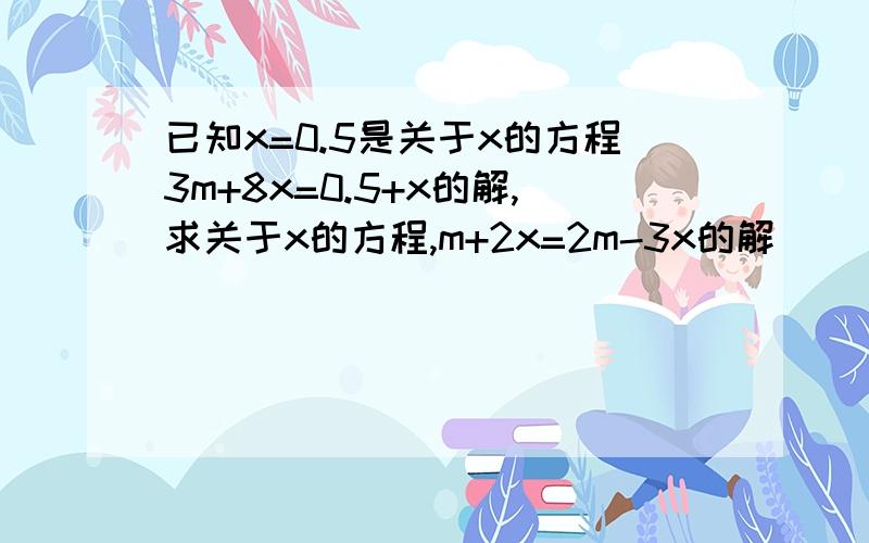 已知x=0.5是关于x的方程3m+8x=0.5+x的解,求关于x的方程,m+2x=2m-3x的解