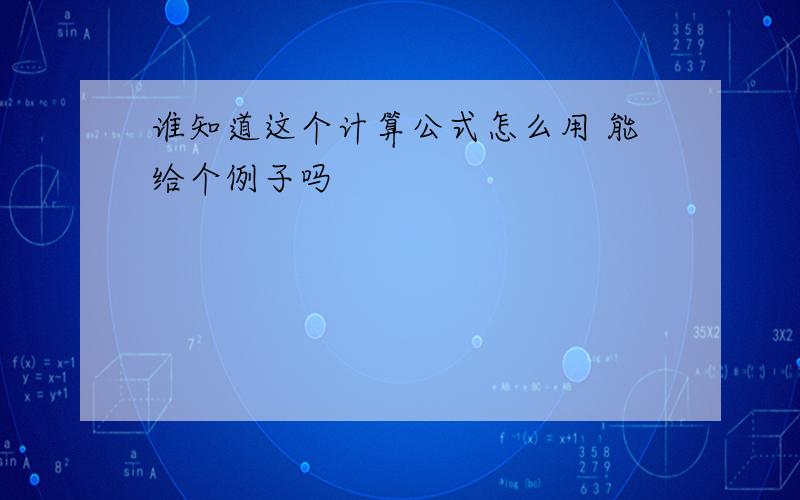 谁知道这个计算公式怎么用 能给个例子吗