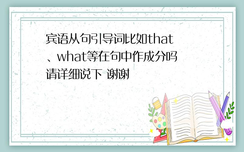 宾语从句引导词比如that 、what等在句中作成分吗 请详细说下 谢谢