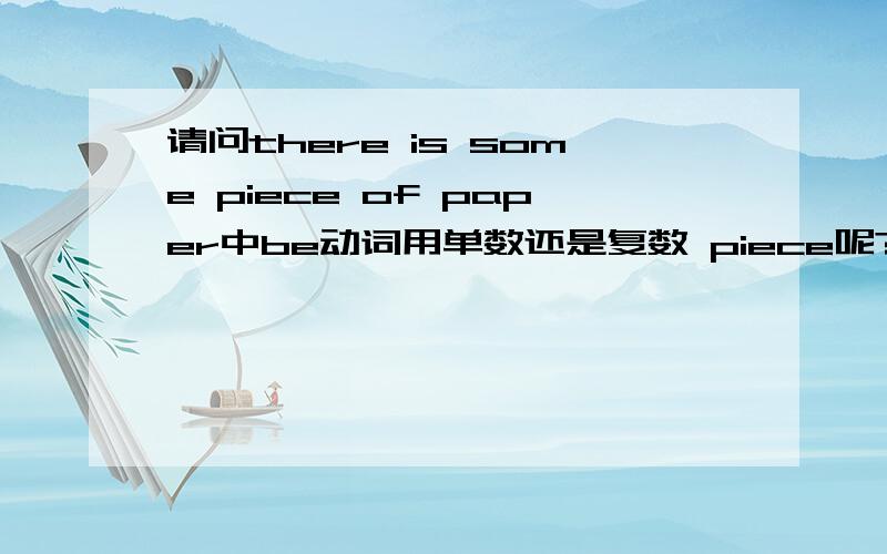 请问there is some piece of paper中be动词用单数还是复数 piece呢?