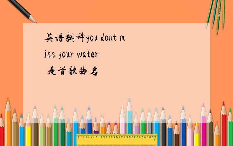 英语翻译you dont miss your water 是首歌曲名