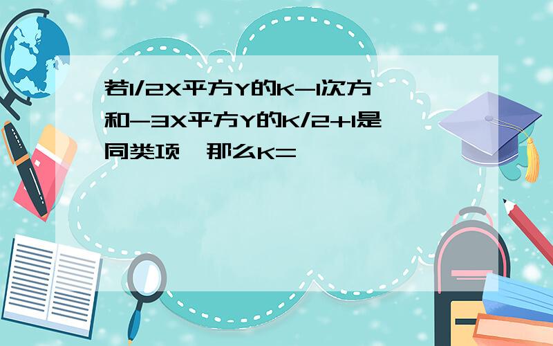 若1/2X平方Y的K-1次方和-3X平方Y的K/2+1是同类项,那么K=**