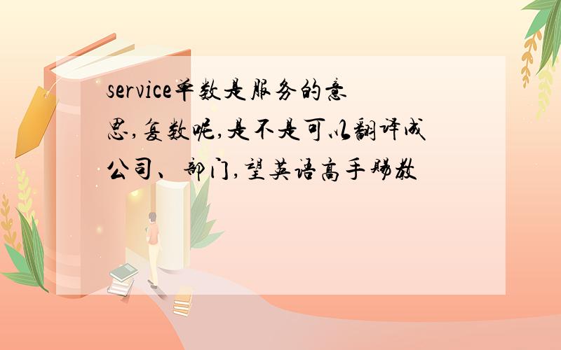 service单数是服务的意思,复数呢,是不是可以翻译成公司、部门,望英语高手赐教