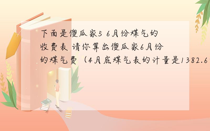 下面是傻瓜家5 6月份煤气的收费表 请你算出傻瓜家6月份的煤气费（4月底煤气表的计量是1382.6立方米）5月份 1411.5立方米 54.91元6月份 1440立方米 元傻瓜的动画片是笨蛋的1.5倍 ,傻瓜给笨蛋5张