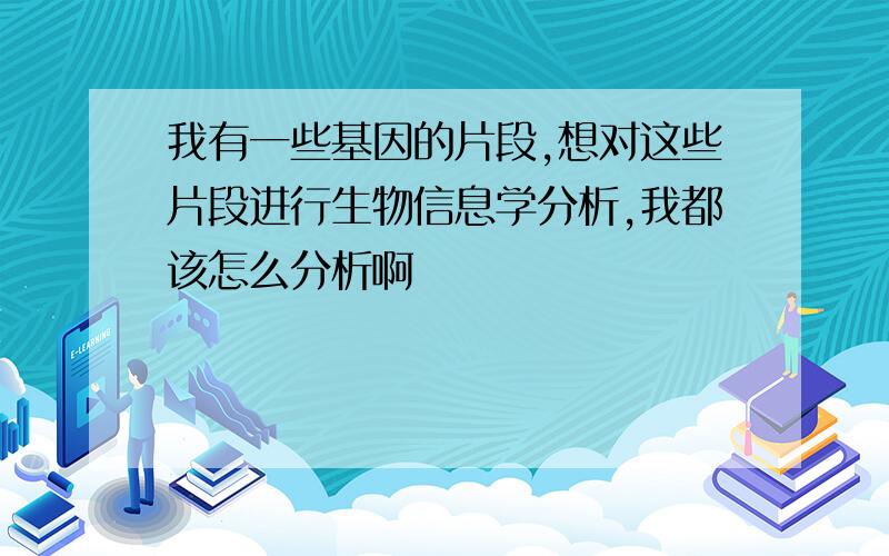 我有一些基因的片段,想对这些片段进行生物信息学分析,我都该怎么分析啊