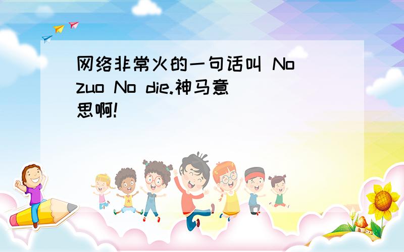 网络非常火的一句话叫 No zuo No die.神马意思啊!