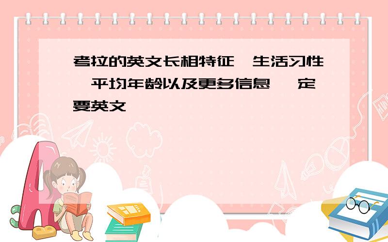 考拉的英文长相特征,生活习性,平均年龄以及更多信息 一定要英文