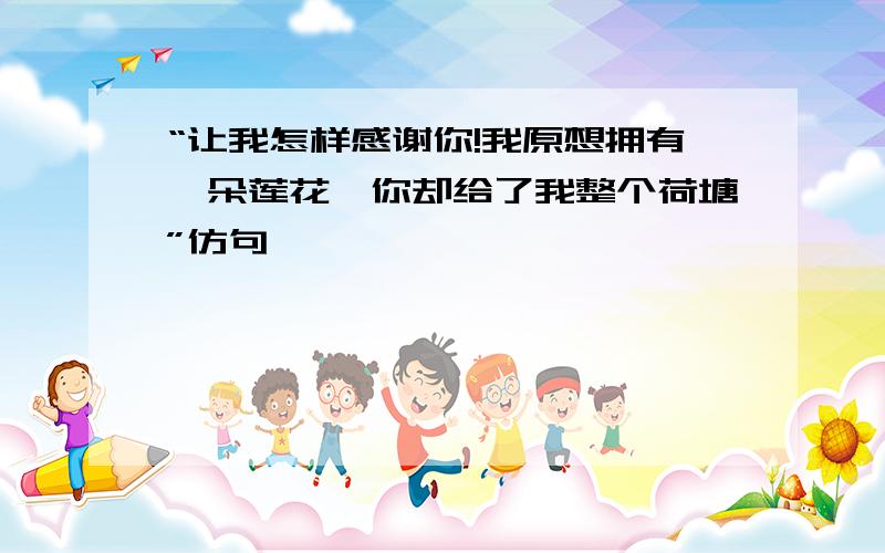 “让我怎样感谢你!我原想拥有一朵莲花,你却给了我整个荷塘”仿句