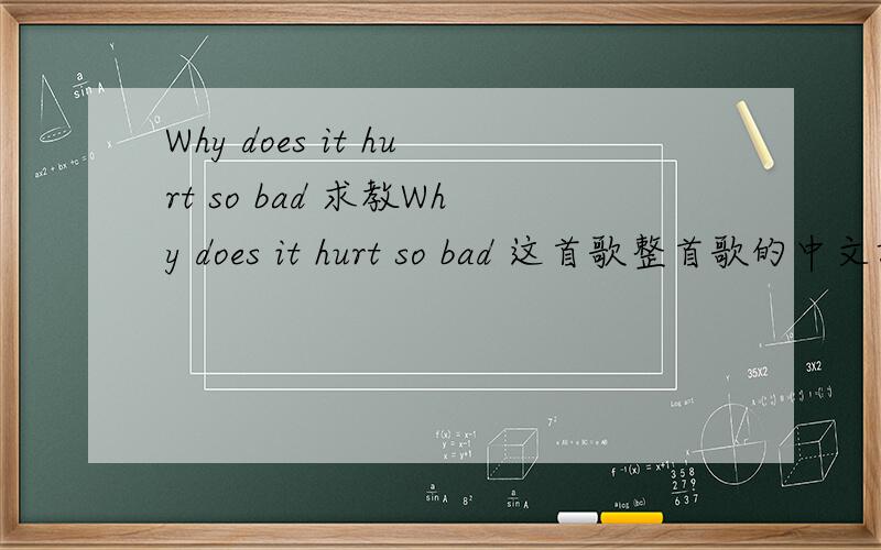 Why does it hurt so bad 求教Why does it hurt so bad 这首歌整首歌的中文意思?请问有谁知道的告诉一下,