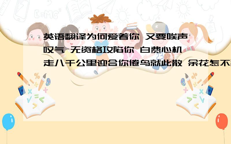 英语翻译为何爱着你 又要唉声叹气 无资格攻陷你 白费心机走八千公里迎合你倦鸟就此散 余花怎不乱