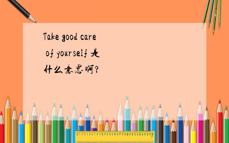 Take good care of yourself 是什么意思啊?