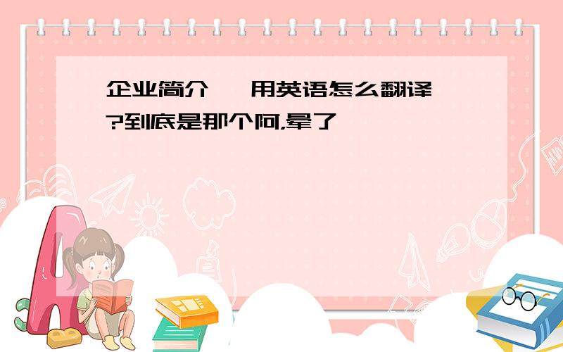 企业简介   用英语怎么翻译?到底是那个阿，晕了