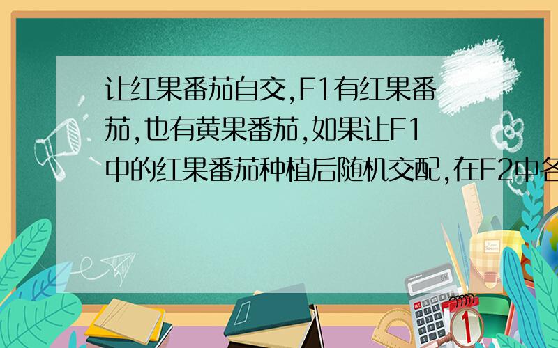 让红果番茄自交,F1有红果番茄,也有黄果番茄,如果让F1中的红果番茄种植后随机交配,在F2中各基因型比例