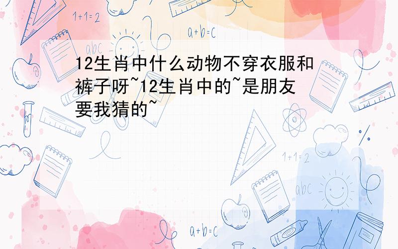 12生肖中什么动物不穿衣服和裤子呀~12生肖中的~是朋友要我猜的~