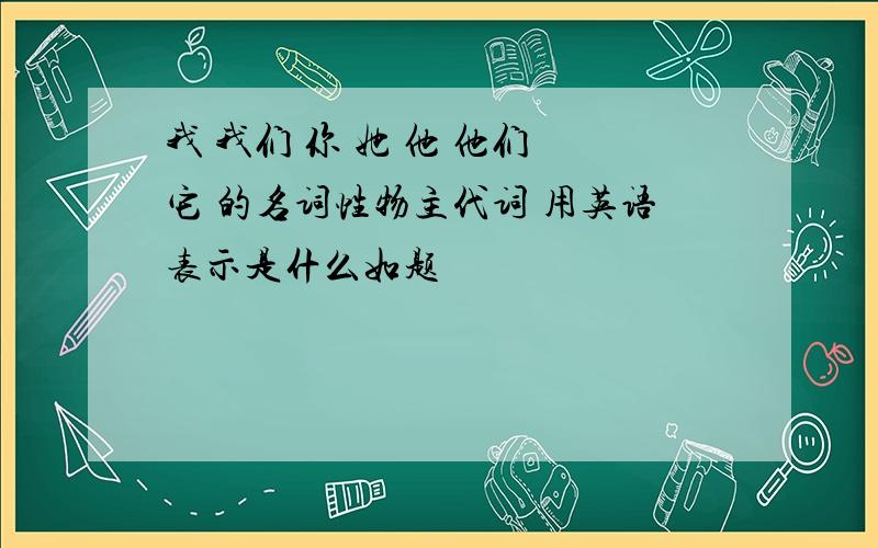 我 我们 你 她 他 他们 它 的名词性物主代词 用英语表示是什么如题