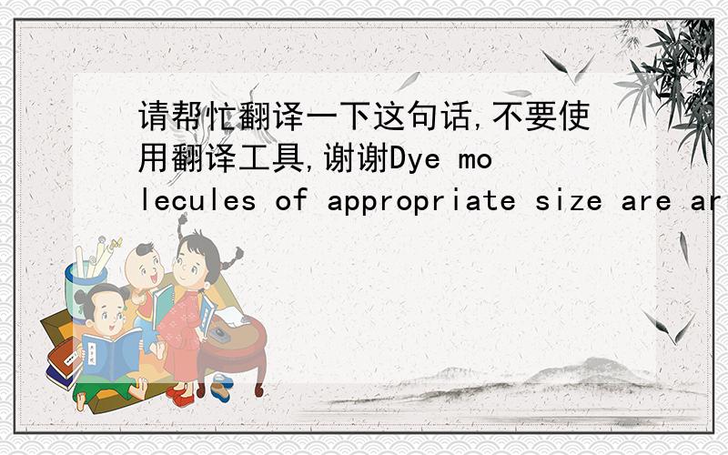 请帮忙翻译一下这句话,不要使用翻译工具,谢谢Dye molecules of appropriate size are arranged with their long molecular axis along the one-dimensional channels and they cannot glide past each other.