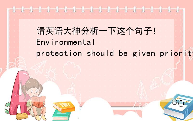 请英语大神分析一下这个句子!Environmental protection should be given priority for any country that plans to provide a secure future for the younger generation.请高手分析一下各部分在句中所做成分!