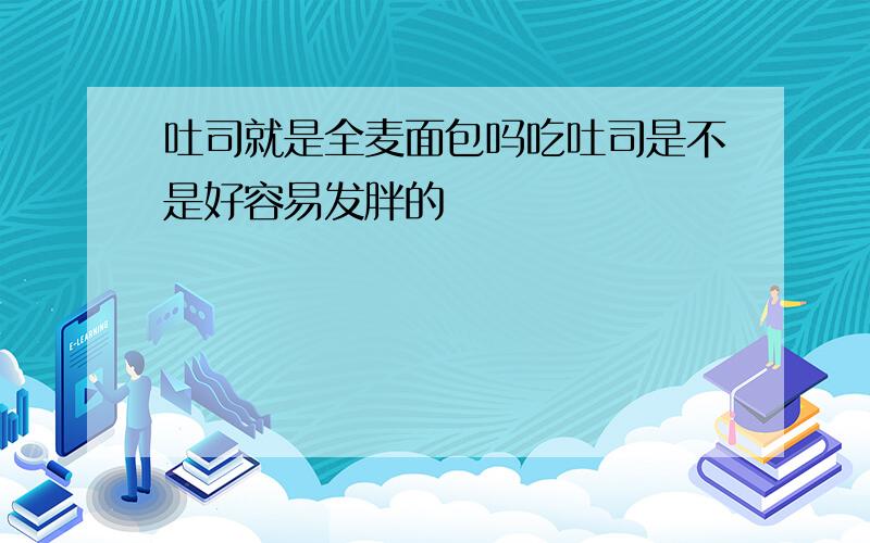 吐司就是全麦面包吗吃吐司是不是好容易发胖的