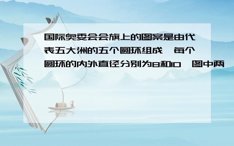 国际奥委会会旗上的图案是由代表五大洲的五个圆环组成,每个圆环的内外直径分别为8和10,图中两