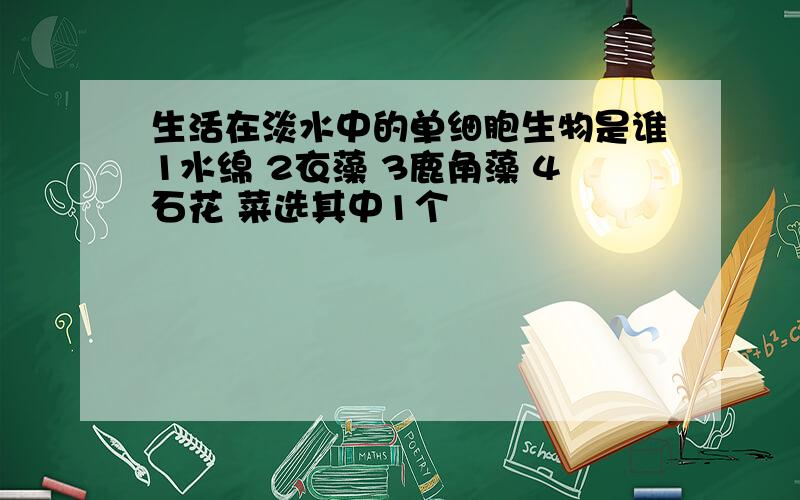 生活在淡水中的单细胞生物是谁1水绵 2衣藻 3鹿角藻 4石花 菜选其中1个