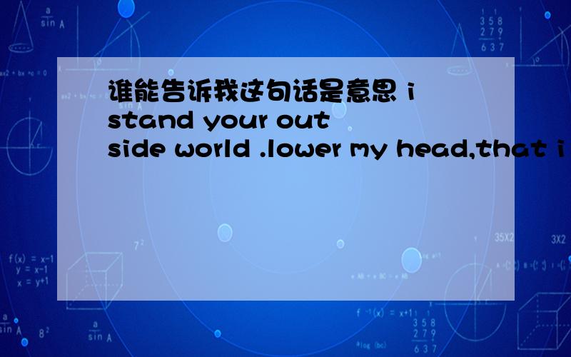 谁能告诉我这句话是意思 i stand your outside world .lower my head,that i found i was so foolish and infantility.maple leaf never wither- wish you will see