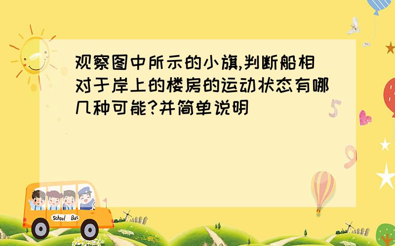 观察图中所示的小旗,判断船相对于岸上的楼房的运动状态有哪几种可能?并简单说明．