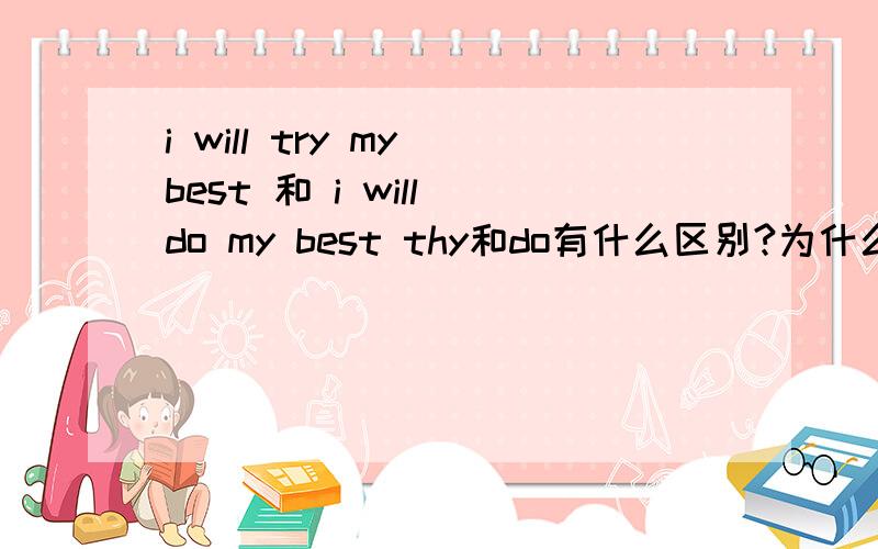 i will try my best 和 i will do my best thy和do有什么区别?为什么 i will try my best后面能+to love you 内个就不能+?be 是在什么情况下使用~举例说明,还有句子组成的顺序~主语-谓语-宾语~等等.