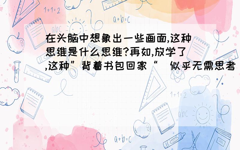 在头脑中想象出一些画面,这种思维是什么思维?再如,放学了,这种”背着书包回家“（似乎无需思考）的思维又是什么思维?