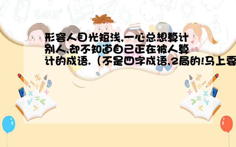 形容人目光短浅,一心总想算计别人,却不知道自己正在被人算计的成语.（不是四字成语,2局的!马上要,