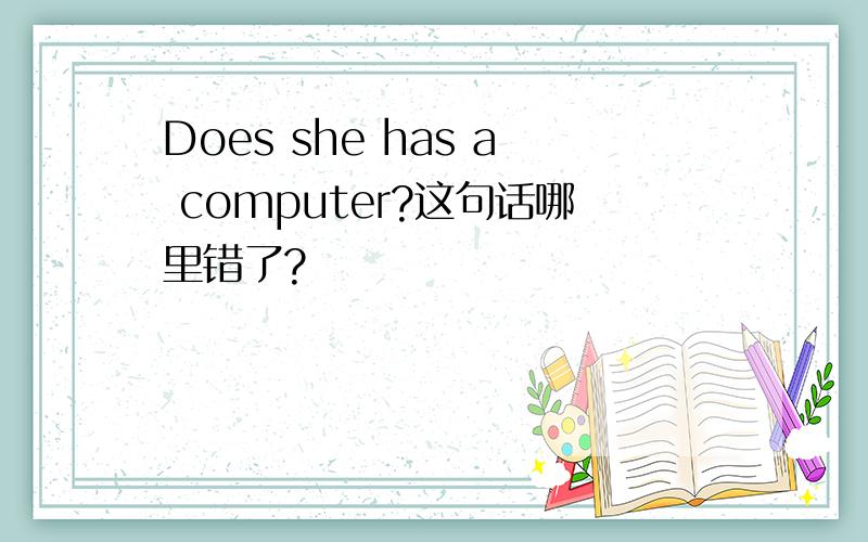 Does she has a computer?这句话哪里错了?