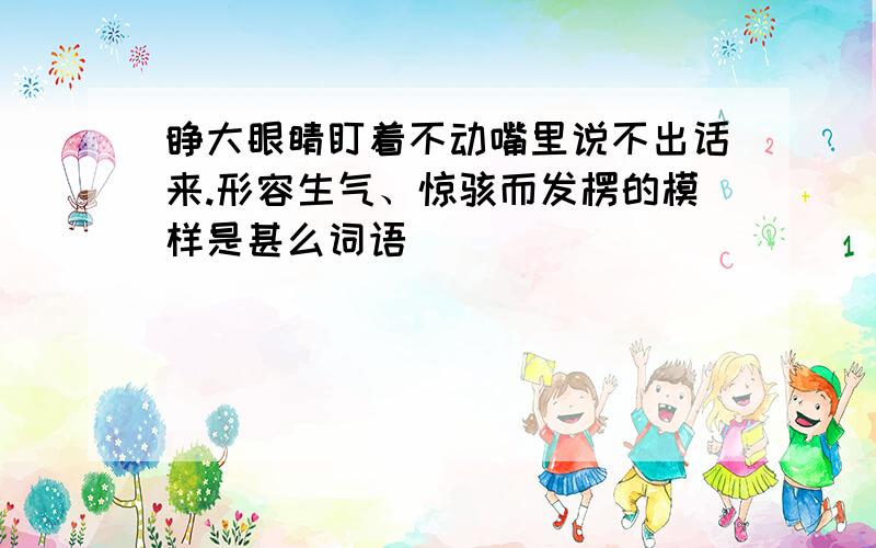 睁大眼睛盯着不动嘴里说不出话来.形容生气、惊骇而发楞的模样是甚么词语