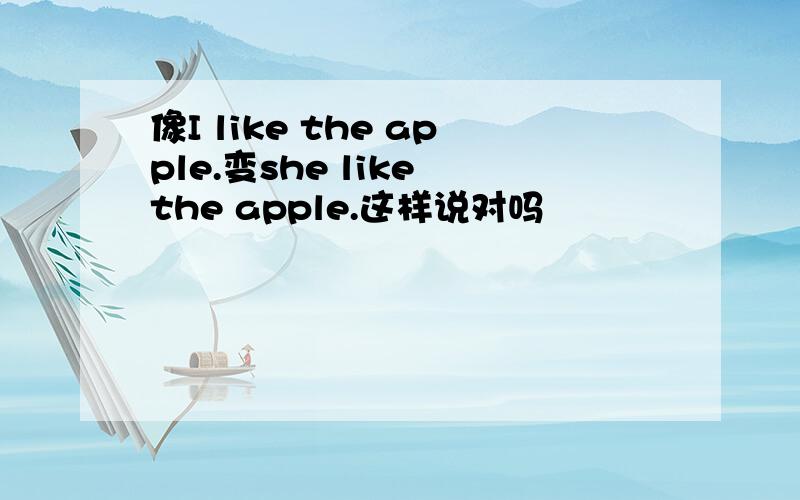 像I like the apple.变she like the apple.这样说对吗