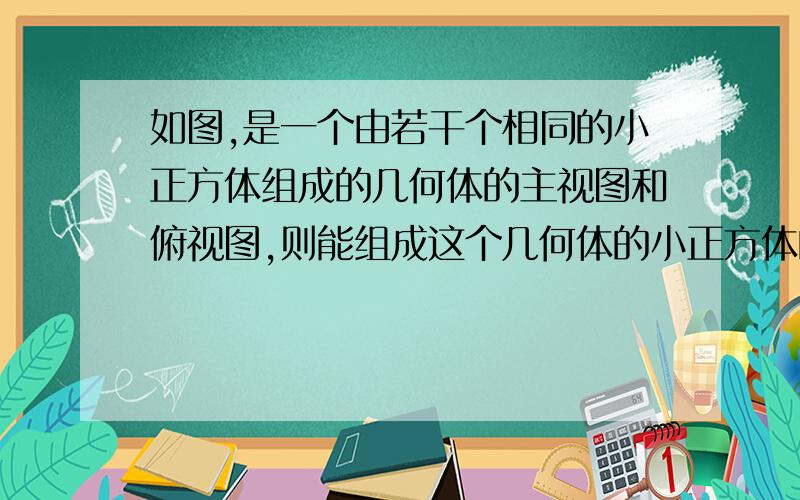 如图,是一个由若干个相同的小正方体组成的几何体的主视图和俯视图,则能组成这个几何体的小正方体的个数最少是（）个（要怎样计算出）