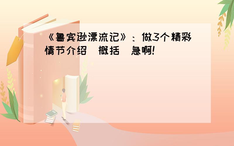 《鲁宾逊漂流记》：做3个精彩情节介绍（概括）急啊!