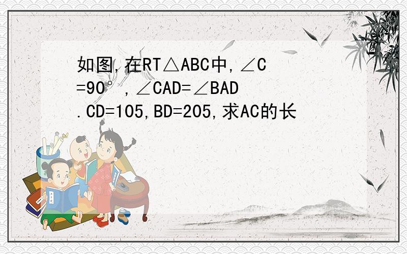 如图,在RT△ABC中,∠C=90°,∠CAD=∠BAD.CD=105,BD=205,求AC的长