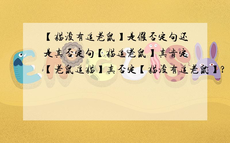 【猫没有追老鼠】是假否定句还是真否定句【猫追老鼠】真肯定【老鼠追猫】真否定【猫没有追老鼠】?【老鼠没有追猫】?