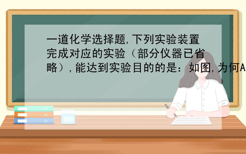 一道化学选择题,下列实验装置完成对应的实验（部分仪器已省略）,能达到实验目的的是：如图,为何AB均错?